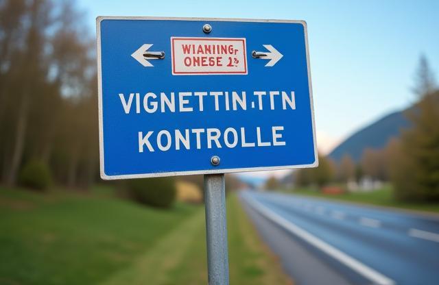 Austrian road sign indicating a vignette check zone.