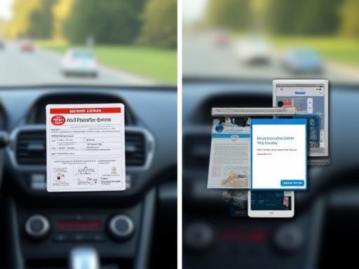 Examples showing a physical Austrian vignette sticker applied to a windscreen and a confirmation screen for a digital vignette.